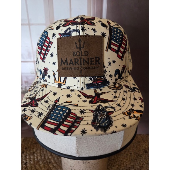 Grandstand Other - Bold Mariner Brewing Company Tattoo Flash Print Snapback Hat Cream Flat Brim
